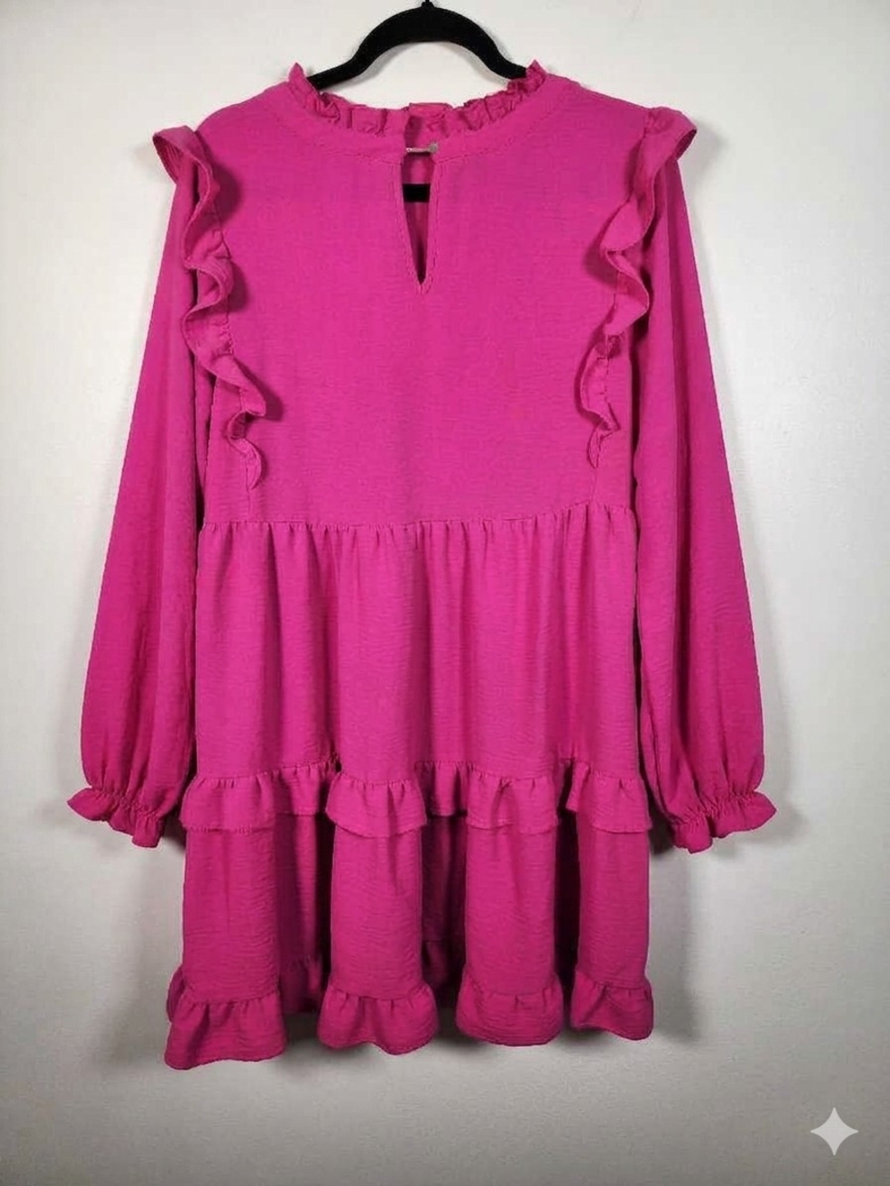 JODIFL Pink Ruffle Dress | Boutique Mini Dress | Feminine Boho Cottagecore | - Picture 10 of 10